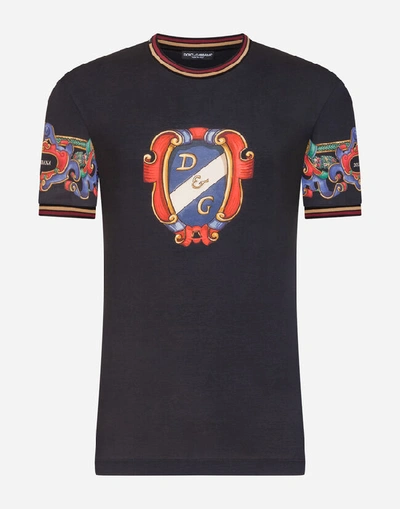 Shop Dolce & Gabbana Cotton T-shirt With Dg Print In Black