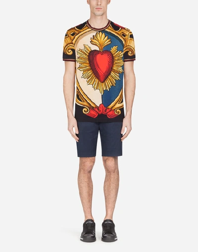 Shop Dolce & Gabbana Cotton T-shirt With Heart Print In Multi-colored