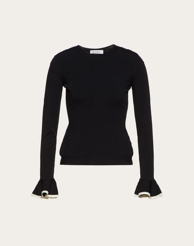 Shop Valentino Stretch Viscose Sweater In Black