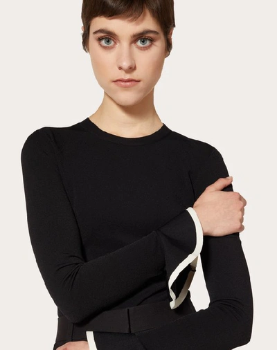 Shop Valentino Stretch Viscose Sweater In Black