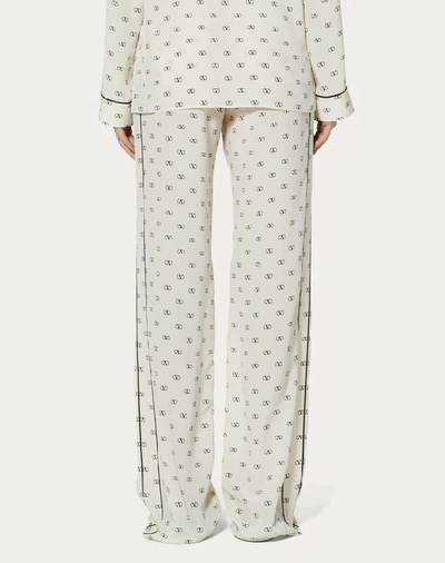 Shop Valentino Mini Vlogo Crepe De Chine Pajama Pants In Ivory