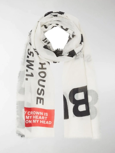 Shop Burberry Horseferry Print Scarf In White