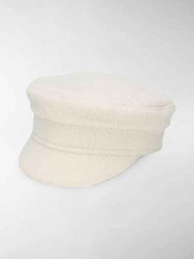 Shop Ruslan Baginskiy Shearling Baker Boy Hat In White
