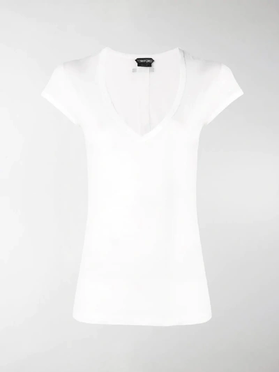 Shop Tom Ford V-neck T-shirt In White