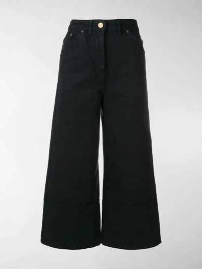 Shop Jacquemus High-waisted Cropped Trousers In Blue