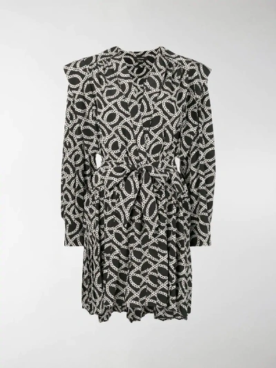 Shop Isabel Marant Printed Tie Dress In Black