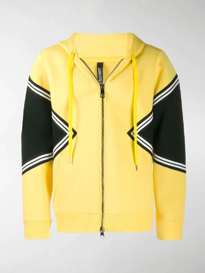 Shop Neil Barrett Panelled Zipped Hoodie In Yellow