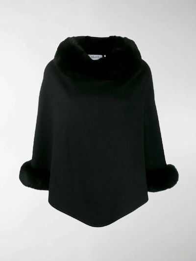 Shop Max Mara Fur Trimmed Poncho In Black
