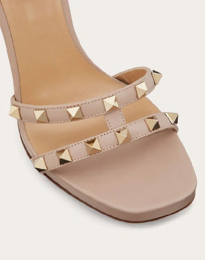 Shop Valentino Garavani Rockstud Elk-print Calfskin Sandal 100 Mm In Poudre