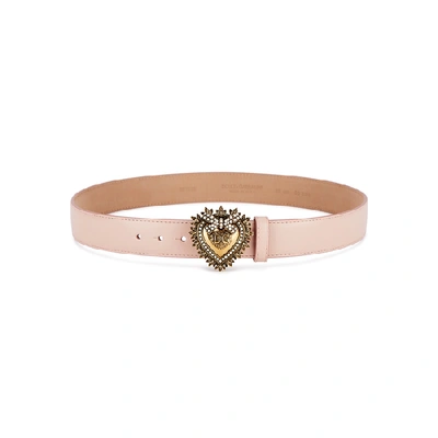 Shop Dolce & Gabbana Devotion Pink Leather Belt In Light Pink