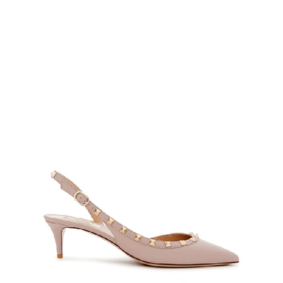 Shop Valentino Garavani Rockstud 50 Slingback Leather Pumps In Nude