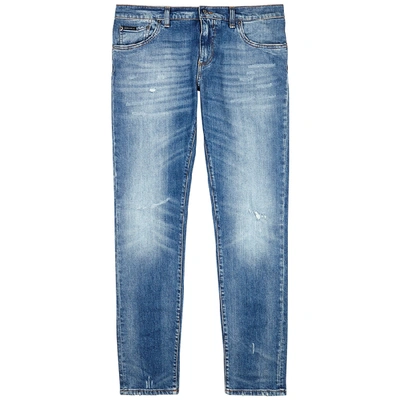 Shop Dolce & Gabbana Light Blue Distressed Skinny Jeans