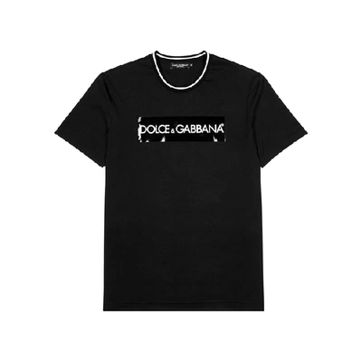 Shop Dolce & Gabbana Black Logo Stretch-cotton T-shirt