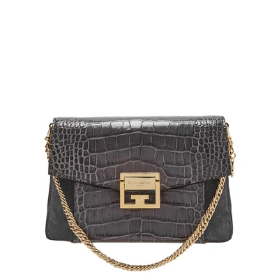 Shop Givenchy Gv3 Small Leather Shoulder Bag In Grey