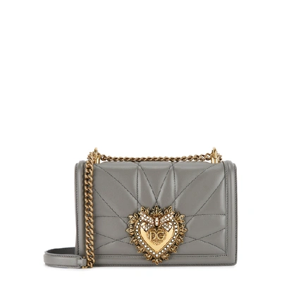 Shop Dolce & Gabbana Devotion Mini Leather Cross-body Bag In Dark Grey