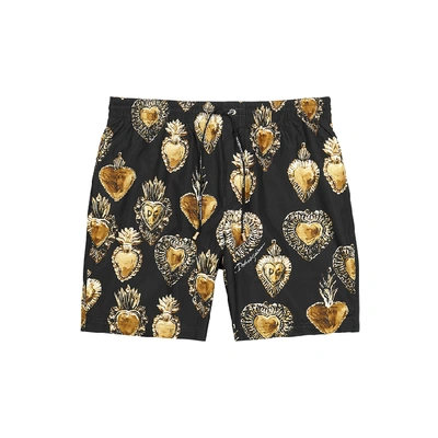 Shop Dolce & Gabbana Sacred Heart-print Shell Swim Shorts