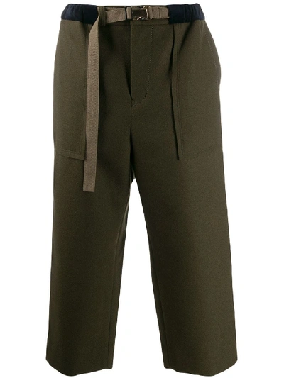 Shop Sacai Melton Trousers In 501 Khaki