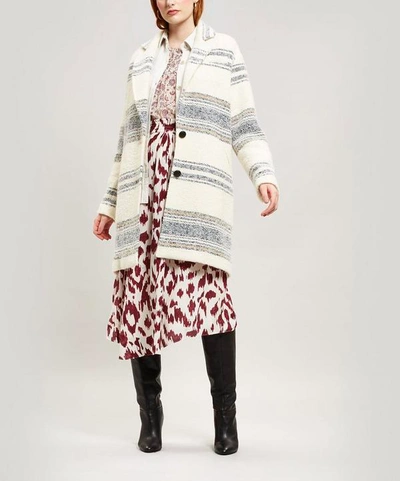 Shop Isabel Marant Étoile Dante Striped Wool-blend Coat In Brown
