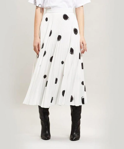 Shop Christopher Kane Dot Print Pleated Skirt In White