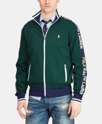 Shop Polo Ralph Lauren Men's Logo Graphic Track Jacket In College Green