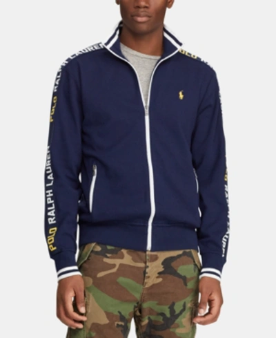 Shop Polo Ralph Lauren Men's Logo Graphic Track Jacket In French Navy