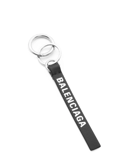 Shop Balenciaga Leather Keychain Every Day In Black