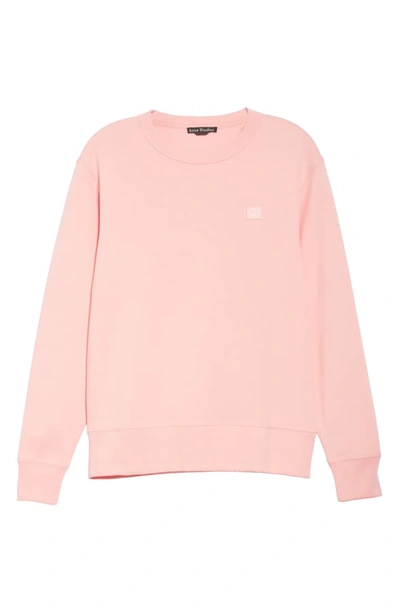 Shop Acne Studios Fairview Face Crewneck Sweatshirt In Blush Pink
