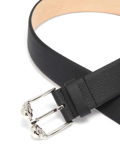 Shop Alexander Mcqueen Skull Buckle Leather Belt In Black