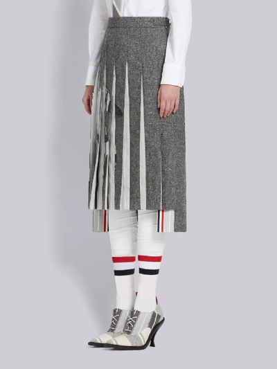 Shop Thom Browne Frayed Duck Pleated Skirt In Grey