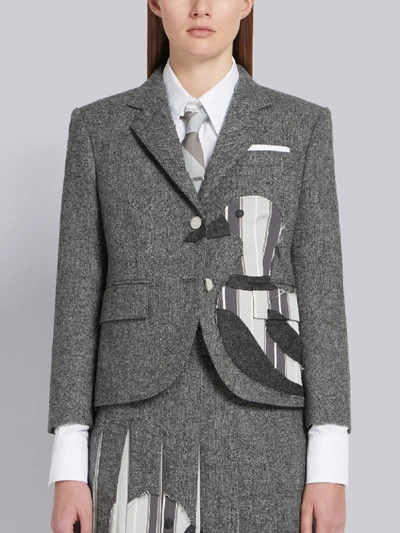 Shop Thom Browne Frayed Duck Classic Sport Coat In Grey