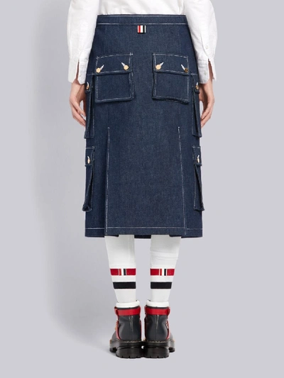 Shop Thom Browne Navy Hunting Cardigan Skirt In Blue