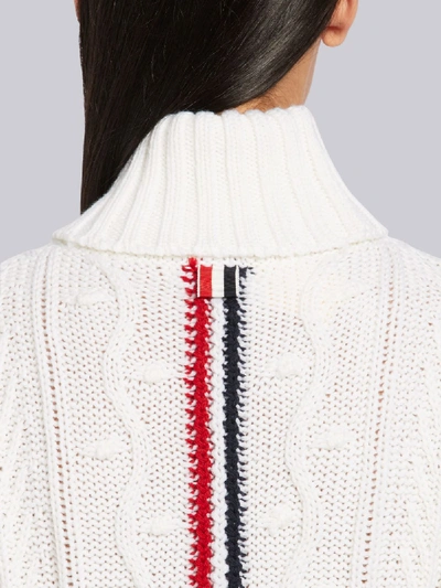 Shop Thom Browne Stripe Back Turtleneck Sweater In White