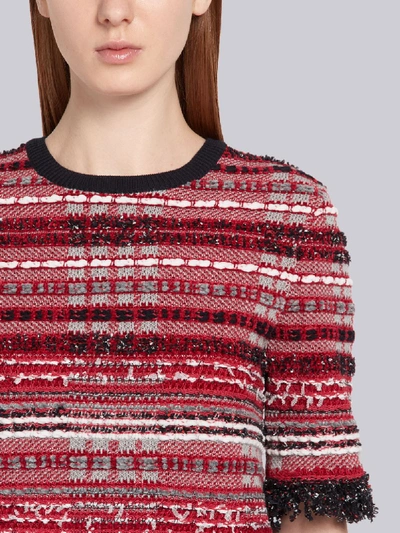 Shop Thom Browne Rwb Knit Tweed Tee In Red