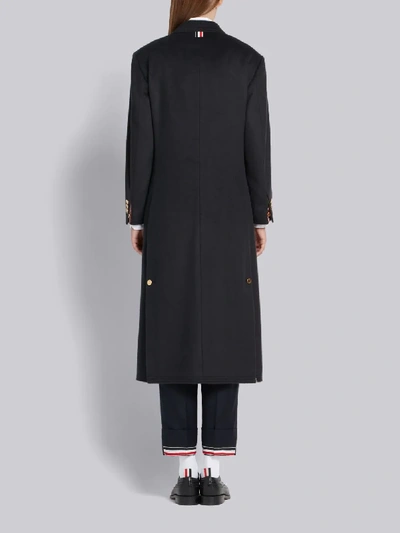 Shop Thom Browne Double-breasted Mid-length Overcoat In Blue