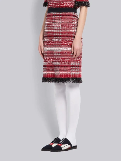 Shop Thom Browne Rwb Tweed Skirt In Red