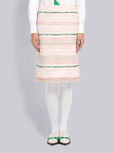 Shop Thom Browne Light Pink Tweed Skirt