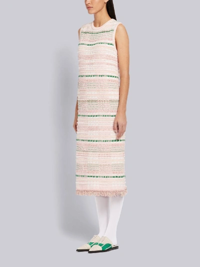 Shop Thom Browne Pink Tweed Shift Dress