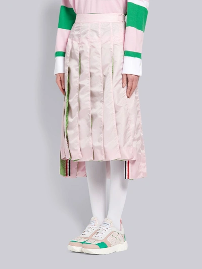 Shop Thom Browne Pink Mesh Pleated Skirt