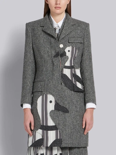 Shop Thom Browne Donegal Tweed Chesterfield Overcoat In Grey