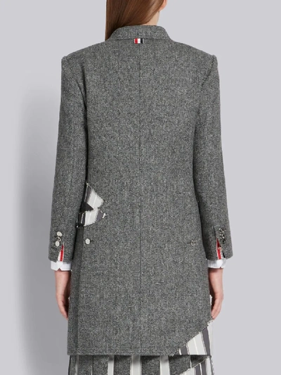 Shop Thom Browne Donegal Tweed Chesterfield Overcoat In Grey