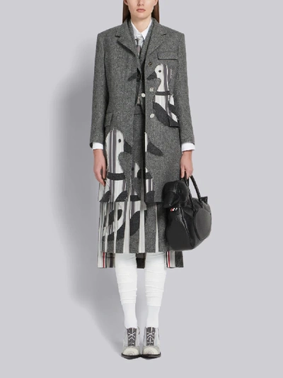 Shop Thom Browne Donegal Tweed Chesterfield Overcoat In Grey