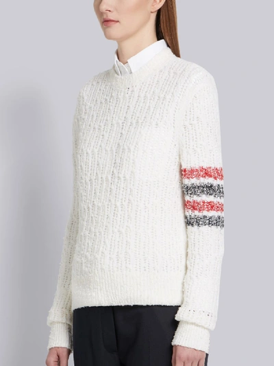 Shop Thom Browne 4-bar Open Stitch White Pullover
