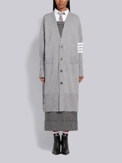 Shop Thom Browne 4-bar Stripe Cardi-coat In Grey