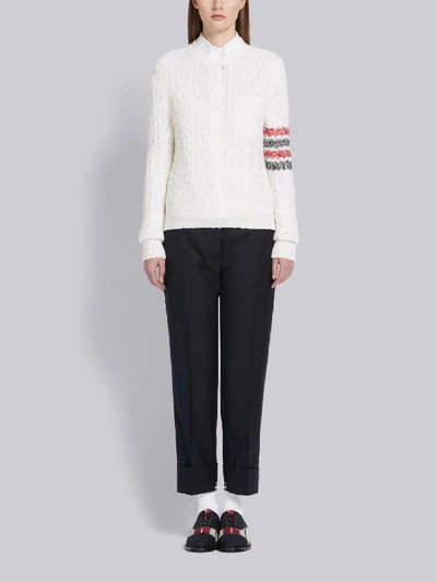 Shop Thom Browne 4-bar Open Stitch White Pullover