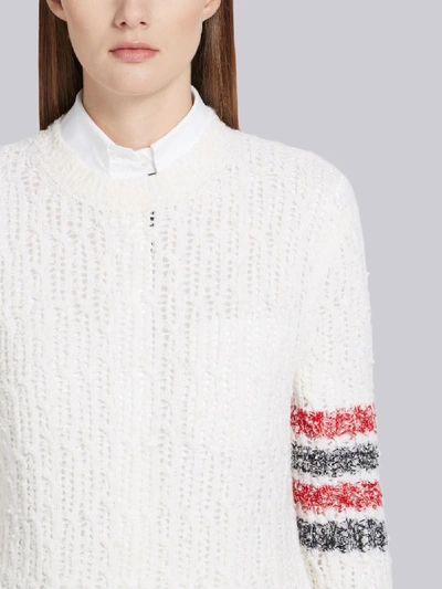 Shop Thom Browne 4-bar Open Stitch White Pullover