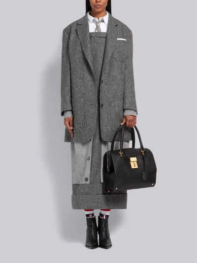 Shop Thom Browne 4-bar Stripe Cardi-coat In Grey