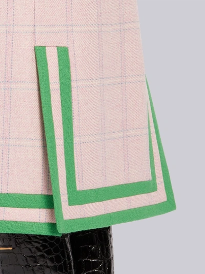 Shop Thom Browne Pink Windowpane Tweed Pencil Skirt