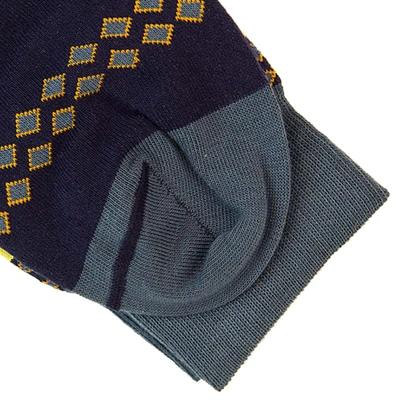 Shop 40 Colori Navy Pyramid Organic Cotton Socks In Blue