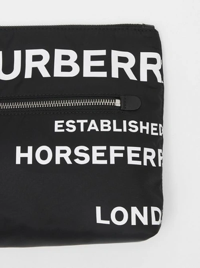 Shop Burberry Horseferry Print Nylon Zip Pouch In Black/white