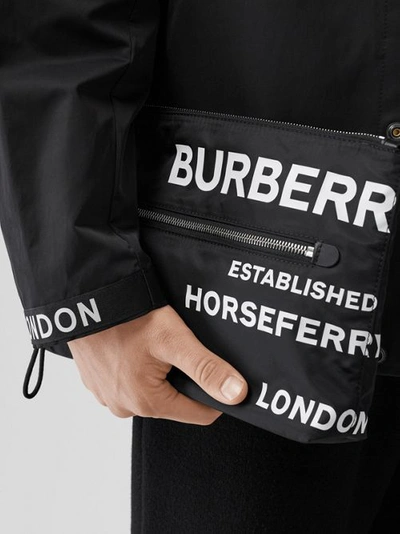 Shop Burberry Horseferry Print Nylon Zip Pouch In Black/white